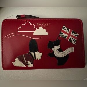 Radley London Red Wallet with Dog and Flag Motif
